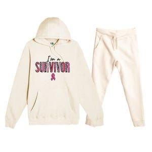 Im A Survivor Leopard Retro Breast Cancer Awareness Premium Hooded Sweatsuit Set