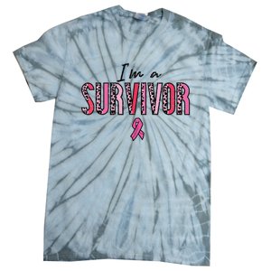 Im A Survivor Leopard Retro Breast Cancer Awareness Tie-Dye T-Shirt