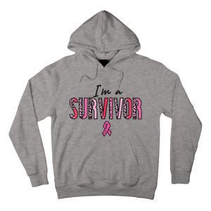 Im A Survivor Leopard Retro Breast Cancer Awareness Tall Hoodie