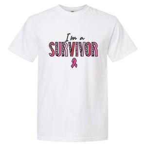 Im A Survivor Leopard Retro Breast Cancer Awareness Garment-Dyed Heavyweight T-Shirt