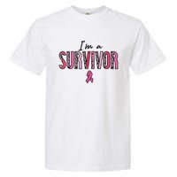 Im A Survivor Leopard Retro Breast Cancer Awareness Garment-Dyed Heavyweight T-Shirt