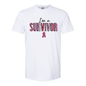 Im A Survivor Leopard Retro Breast Cancer Awareness Softstyle CVC T-Shirt