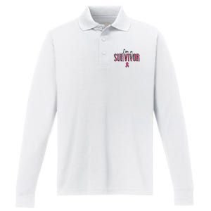 Im A Survivor Leopard Retro Breast Cancer Awareness Performance Long Sleeve Polo