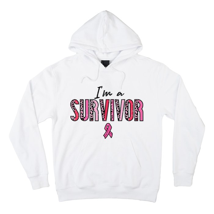 Im A Survivor Leopard Retro Breast Cancer Awareness Hoodie