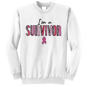 Im A Survivor Leopard Retro Breast Cancer Awareness Sweatshirt