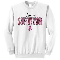 Im A Survivor Leopard Retro Breast Cancer Awareness Sweatshirt