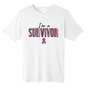 Im A Survivor Leopard Retro Breast Cancer Awareness Tall Fusion ChromaSoft Performance T-Shirt