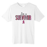 Im A Survivor Leopard Retro Breast Cancer Awareness Tall Fusion ChromaSoft Performance T-Shirt