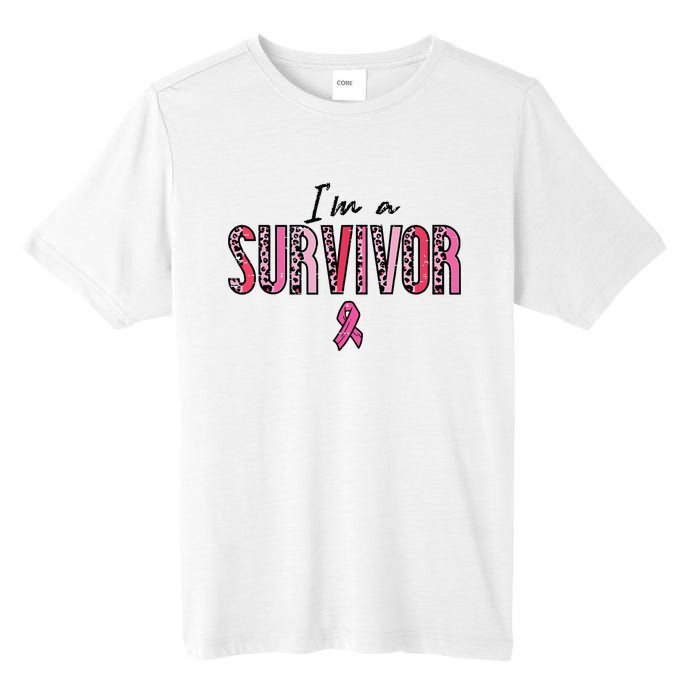 Im A Survivor Leopard Retro Breast Cancer Awareness Tall Fusion ChromaSoft Performance T-Shirt