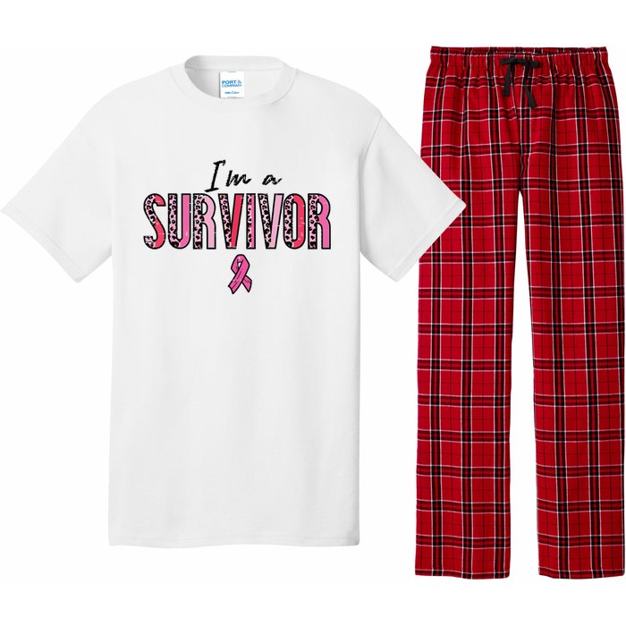 Im A Survivor Leopard Retro Breast Cancer Awareness Pajama Set