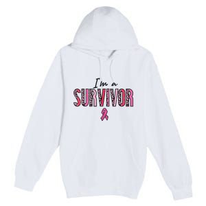 Im A Survivor Leopard Retro Breast Cancer Awareness Premium Pullover Hoodie