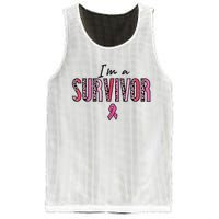 Im A Survivor Leopard Retro Breast Cancer Awareness Mesh Reversible Basketball Jersey Tank