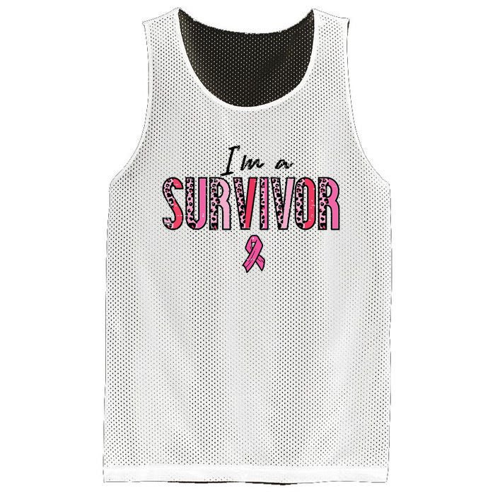 Im A Survivor Leopard Retro Breast Cancer Awareness Mesh Reversible Basketball Jersey Tank