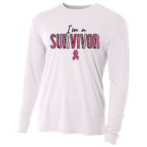 Im A Survivor Leopard Retro Breast Cancer Awareness Cooling Performance Long Sleeve Crew