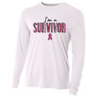 Im A Survivor Leopard Retro Breast Cancer Awareness Cooling Performance Long Sleeve Crew