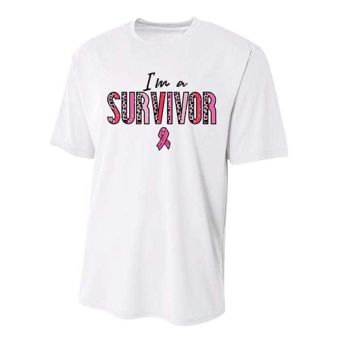 Im A Survivor Leopard Retro Breast Cancer Awareness Performance Sprint T-Shirt