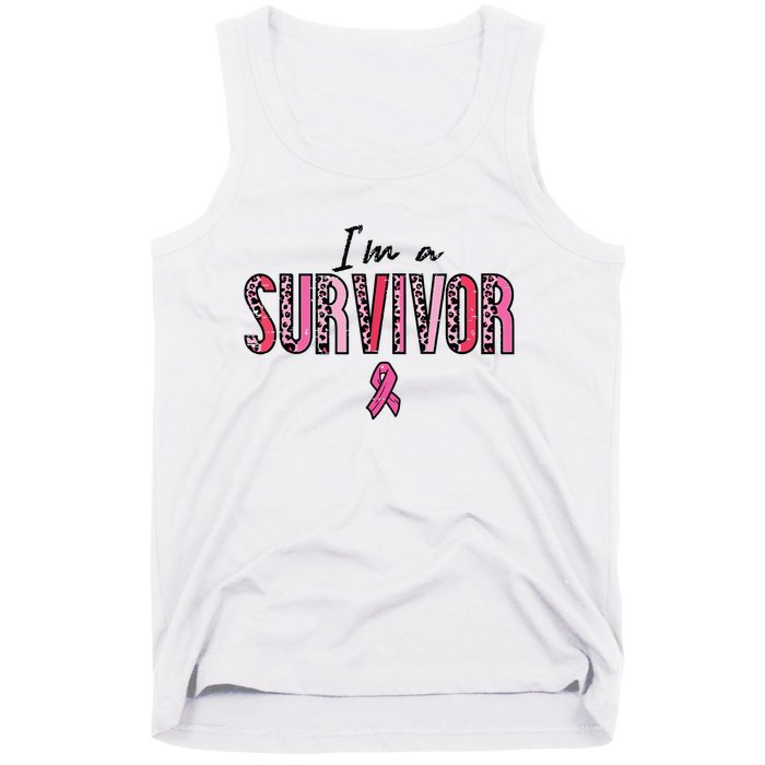 Im A Survivor Leopard Retro Breast Cancer Awareness Tank Top