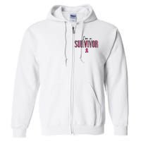 Im A Survivor Leopard Retro Breast Cancer Awareness Full Zip Hoodie