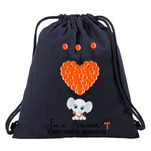 Im A Survivor Ney Cancer Awareness Elephant Heart Balloon Gift Drawstring Bag