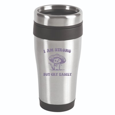 I Am Strong But Cry Easily Retro 16oz Travel Tumbler