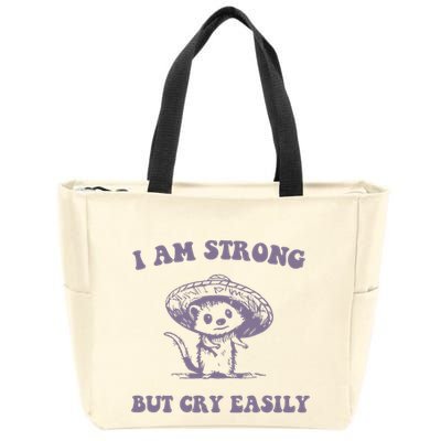 I Am Strong But Cry Easily Retro Zip Tote Bag