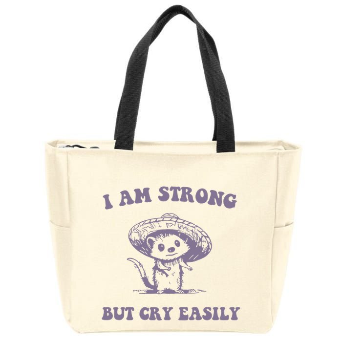 I Am Strong But Cry Easily Retro Zip Tote Bag