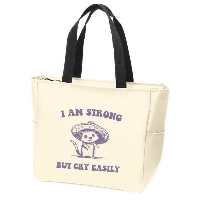 I Am Strong But Cry Easily Retro Zip Tote Bag