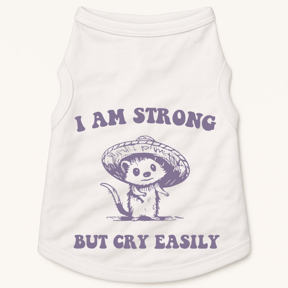 I Am Strong But Cry Easily Retro Doggie Tank