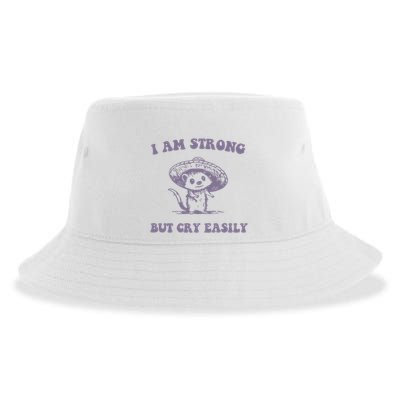 I Am Strong But Cry Easily Retro Sustainable Bucket Hat