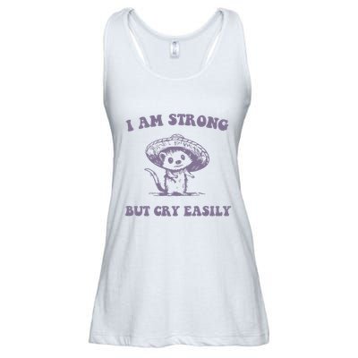I Am Strong But Cry Easily Retro Ladies Essential Flowy Tank
