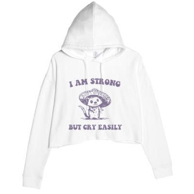 I Am Strong But Cry Easily Retro Crop Fleece Hoodie