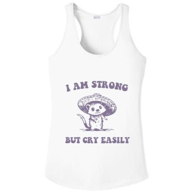 I Am Strong But Cry Easily Retro Ladies PosiCharge Competitor Racerback Tank