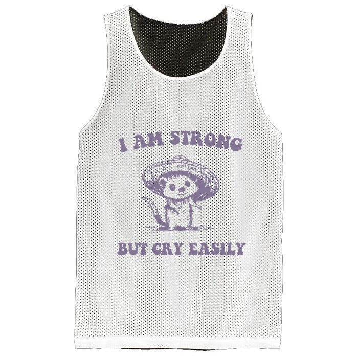 I Am Strong But Cry Easily Retro Mesh Reversible Basketball Jersey Tank
