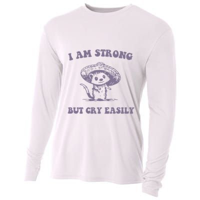 I Am Strong But Cry Easily Retro Cooling Performance Long Sleeve Crew