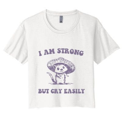I Am Strong But Cry Easily Retro Crop Top