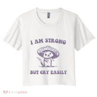 I Am Strong But Cry Easily Retro Crop Top