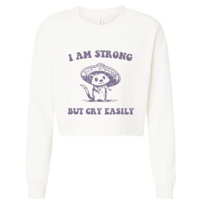 I Am Strong But Cry Easily Retro Cropped Pullover Crew