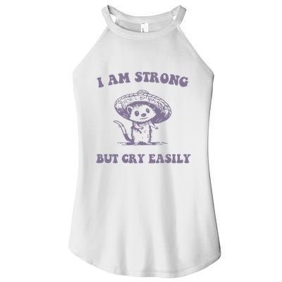 I Am Strong But Cry Easily Retro Women's Perfect Tri Rocker Tank