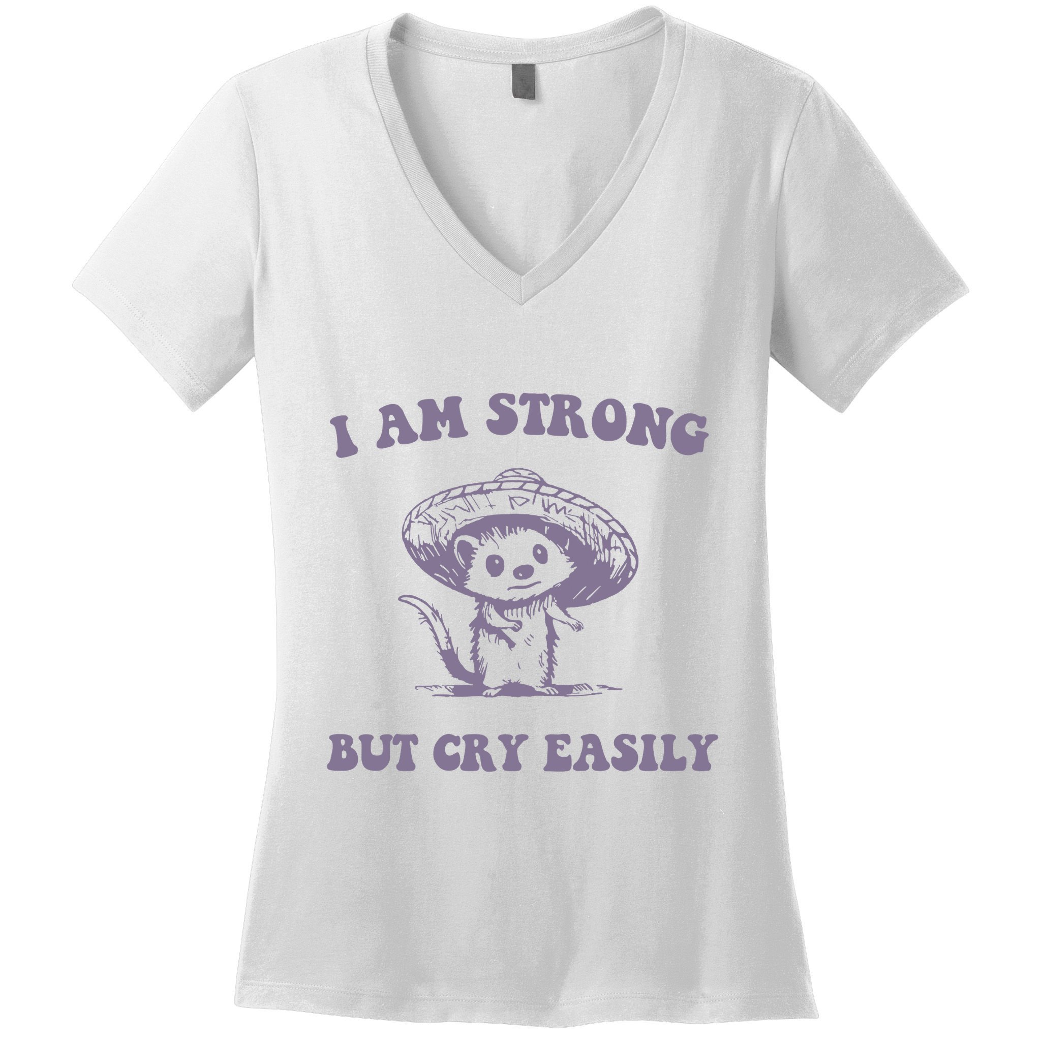 I Am Strong But Cry Easily Retro Women's V-Neck T-Shirt