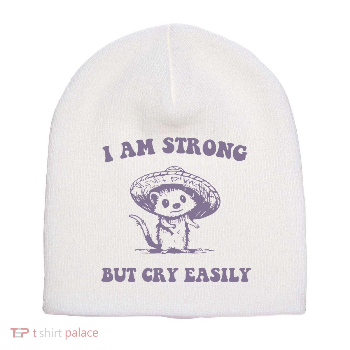 I Am Strong But Cry Easily Retro Short Acrylic Beanie