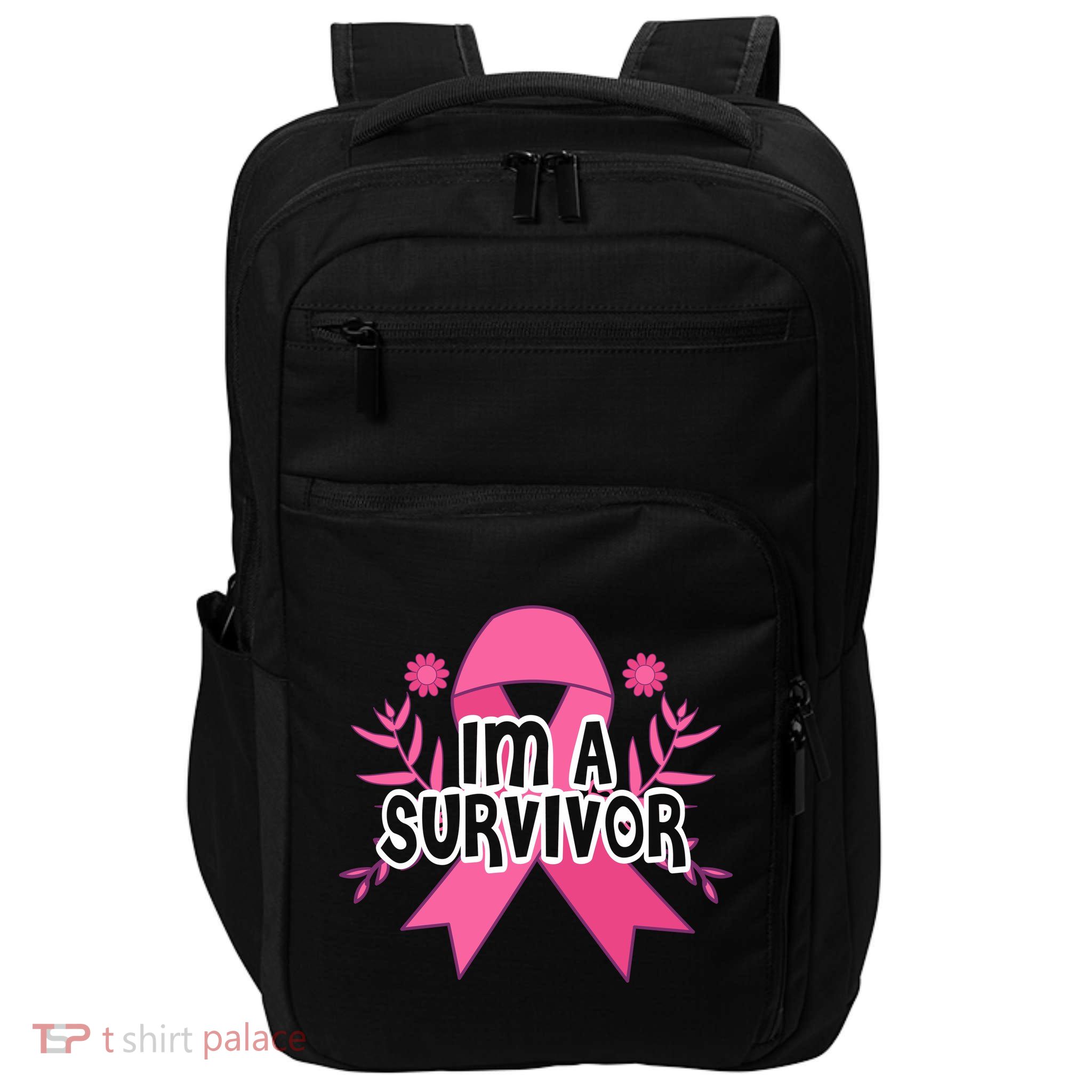 Im A Survivor Breast Cancer Awareness Ribbon Impact Tech Backpack