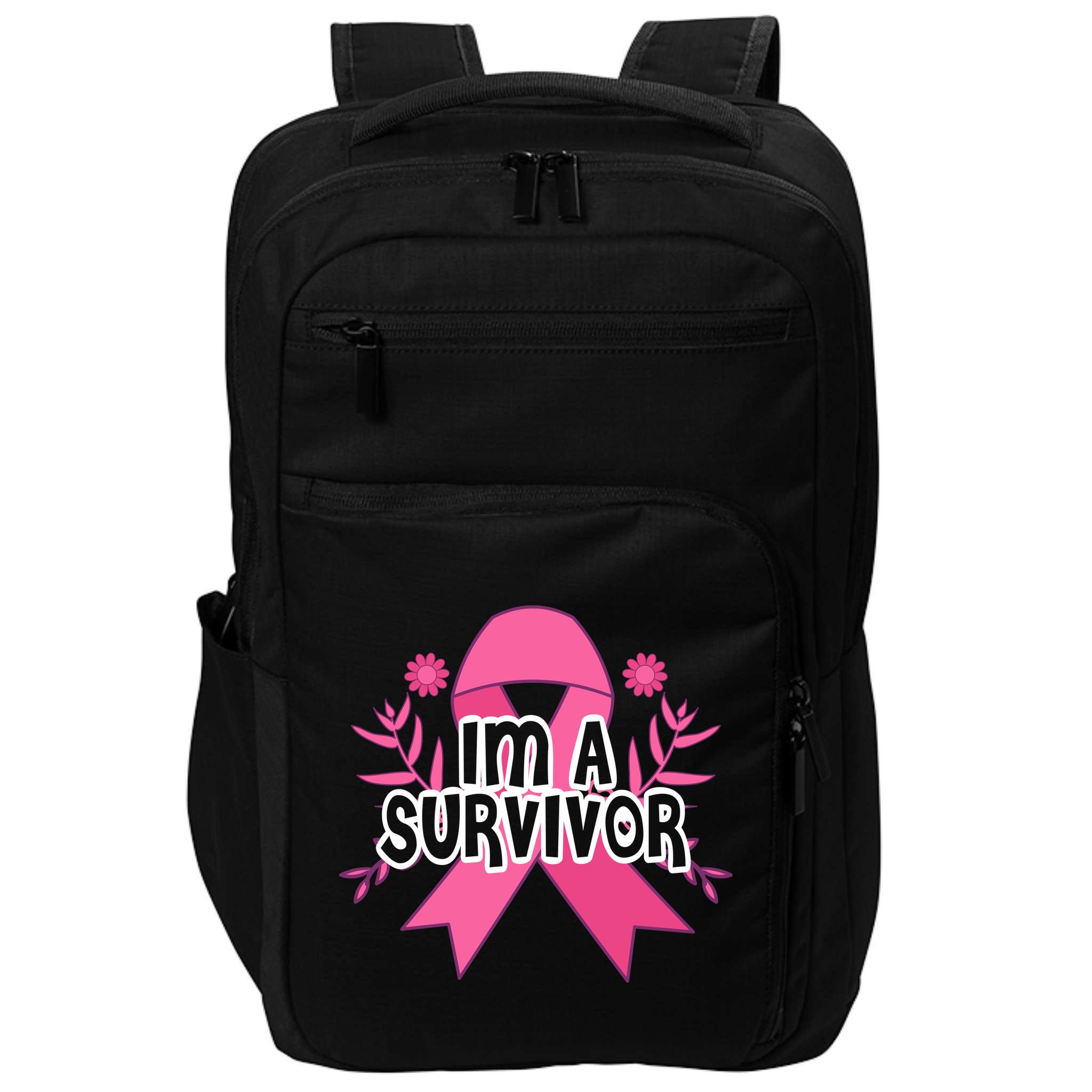 Im A Survivor Breast Cancer Awareness Ribbon Impact Tech Backpack