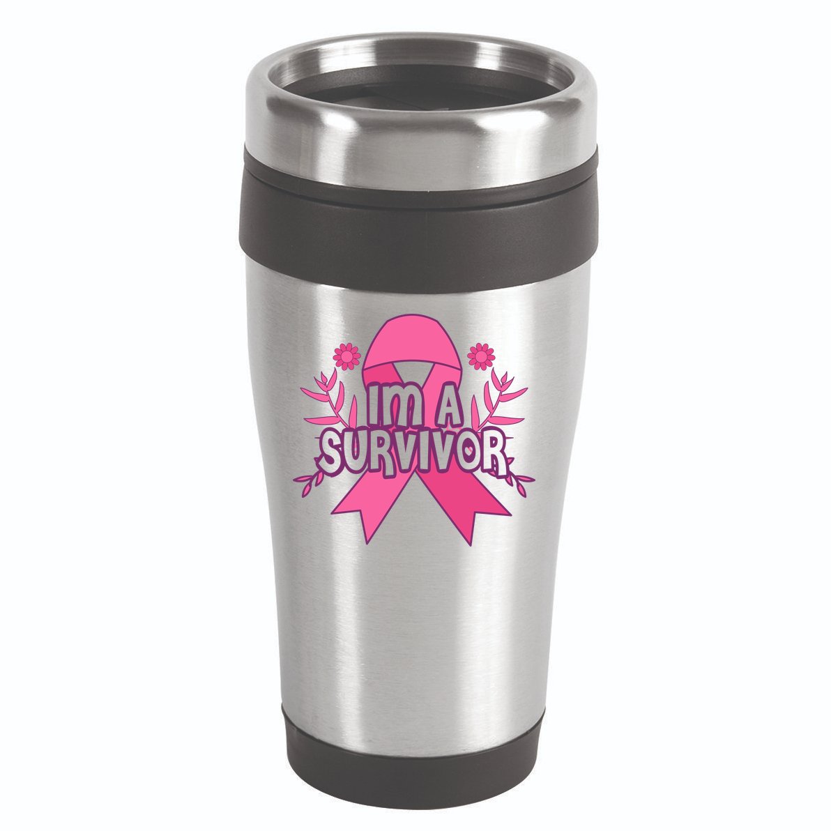 Im A Survivor Breast Cancer Awareness Ribbon 16oz Travel Tumbler