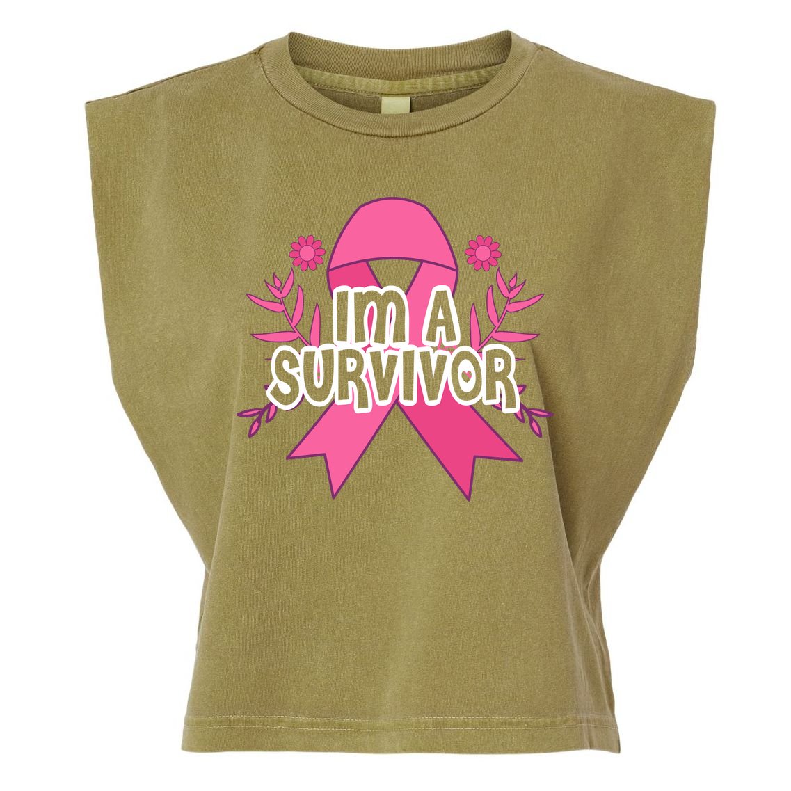 Im A Survivor Breast Cancer Awareness Ribbon Garment-Dyed Women's Muscle Tee