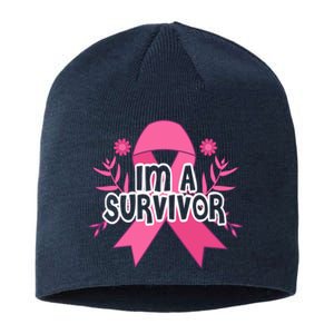 Im A Survivor Breast Cancer Awareness Ribbon Sustainable Beanie