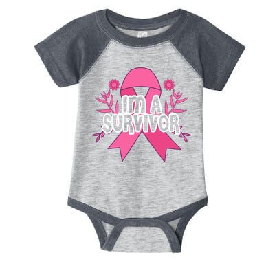 Im A Survivor Breast Cancer Awareness Ribbon Infant Baby Jersey Bodysuit