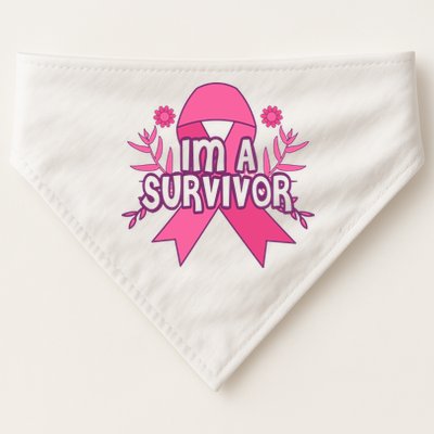 Im A Survivor Breast Cancer Awareness Ribbon USA-Made Doggie Bandana