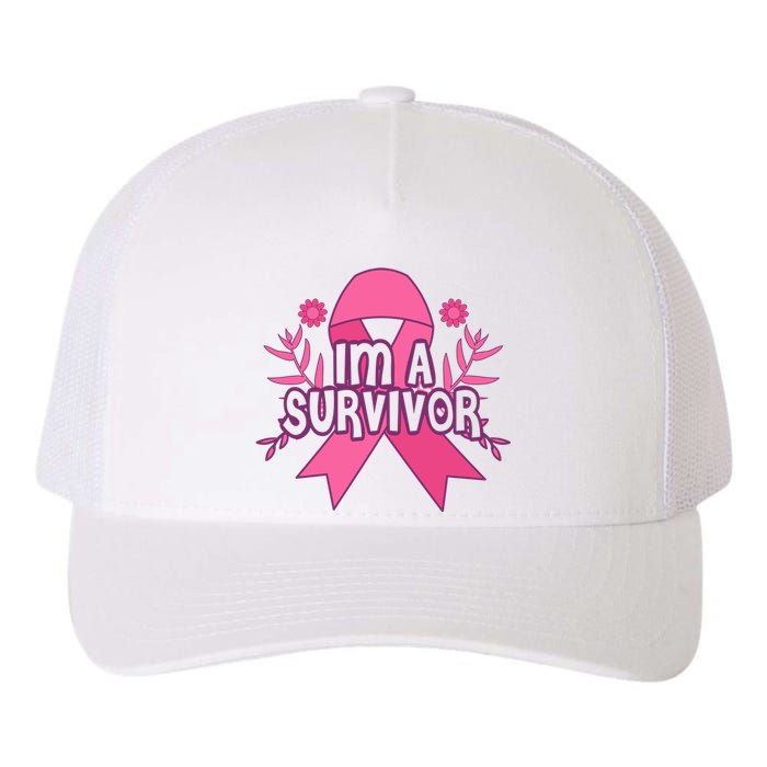 Im A Survivor Breast Cancer Awareness Ribbon Yupoong Adult 5-Panel Trucker Hat