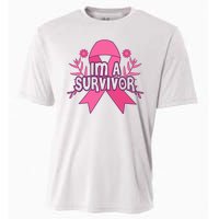 Im A Survivor Breast Cancer Awareness Ribbon Cooling Performance Crew T-Shirt