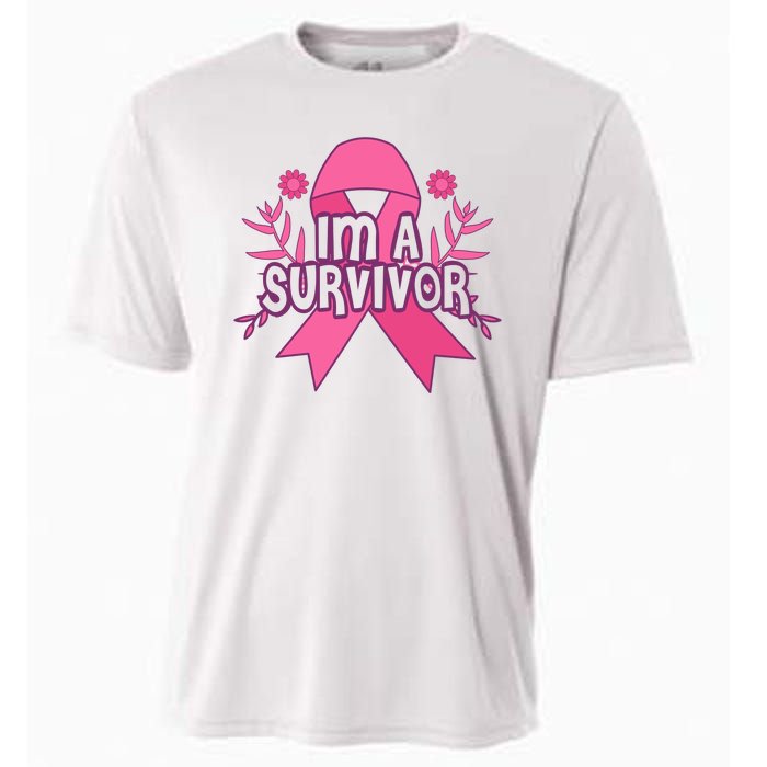 Im A Survivor Breast Cancer Awareness Ribbon Cooling Performance Crew T-Shirt